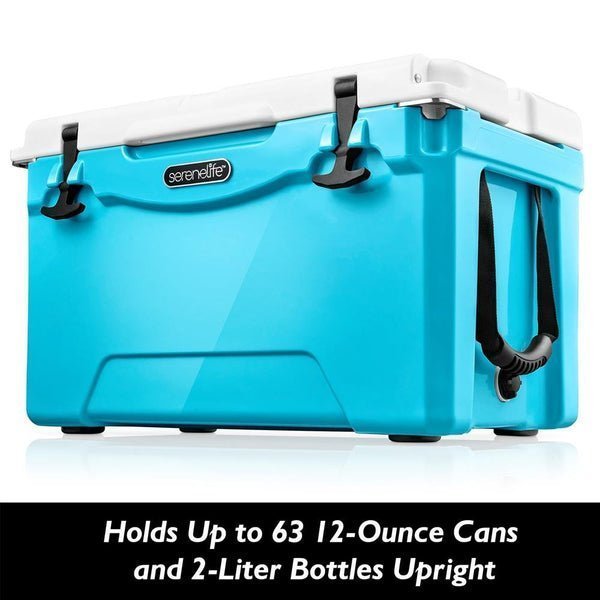Portable Cooler Box - Holds Up to 63 Cans, Keeps Ice Up to 5 Days, Heavy-Duty 50-Quart (Blue), Serenelife, Mfr#: SLCB50BL